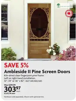Home Hardware Ambleside II Pine Screen Doors offer