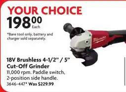 Home Hardware 18V Brushless 4-1/2 / 5 Cut-Off Grinder offer