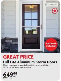 Home Hardware Full Lite Aluminum Storm Doors offer