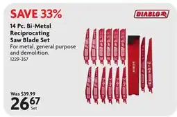 Home Hardware 14 Pc. Bi-Metal Reciprocating Saw Blade Set offer