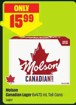 FreshCo Molson Canadian Lager 6x473 mL Tall Cans offer