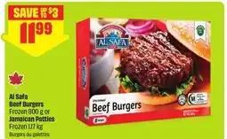 FreshCo Al Safa Beef Burgers Frozen 800 g or Jamaican Patties Frozen 1.17 kg offer