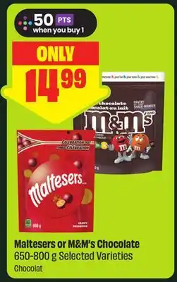 FreshCo Maltesers or M&Ms Chocolate 650-800 g Selected Varieties offer