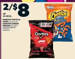Valu-mart DORITOS TORTILLA CHIPS 210-235 G OR CHEETOS CHEESE SNACKS 250-285 G offer