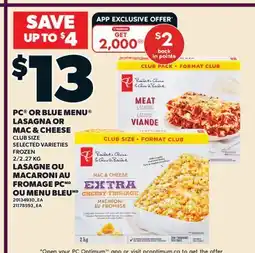 Valu-mart LASAGNE OU MACARONI AU FROMAGE PC OU MENU BLEU offer