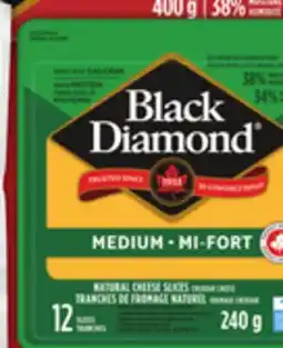 Food Basics BLACK DIAMOND CHEESE 400 G SHREDS 320 G NATURAL CHEESE SLICES offer