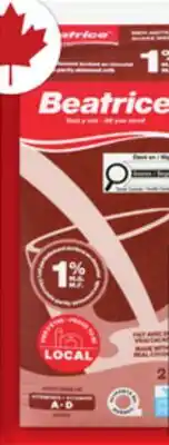 Food Basics LACTANTIA PURFILTRE MILK OR BEATRICE CHOCOLATE MILK offer