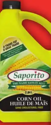 Food Basics SAPORITO VEGETABLE, CANOLA OR CORN OIL offer