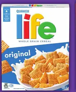 Food Basics QUAKER LIFE CEREAL OR HARVEST CRUNCH offer