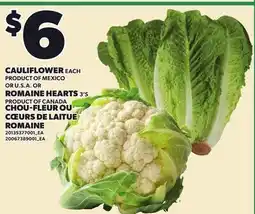 Independent Grocer CAULIFLOWER OR Romaine Hearts offer