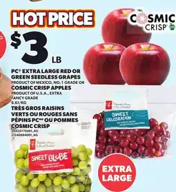 Independent Grocer PC EXTRA LARGE RED OR GREEN SEEDLESS GRAPES OR COSMIC CRISP APPLES offer