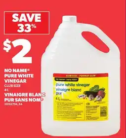 Independent Grocer NO NAME PURE WHITE VINEGAR offer