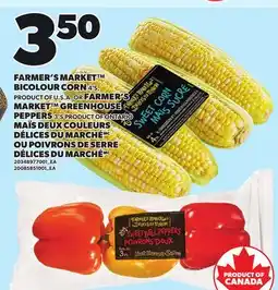 Independent Grocer FARMER'S MARKET BICOLOUR CORN 4'S, FARMER'S MARKET GREENHOUSE PEPPERS 3'S offer