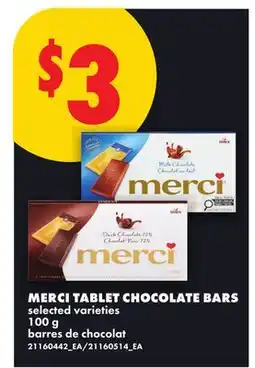 No Frills MERCI TABLET CHOCOLATE BARS offer