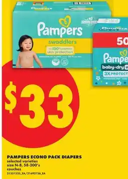 No Frills PAMPERS ECONO PACK DIAPERS, SIZE N-8, 58-200's offer