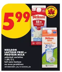 No Frills NEILSON LACTOSE FREE OR PROTEIN MILK, 1.89/2 L offer