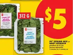No Frills PC SPRING MIX OR BABY SPINACH offer