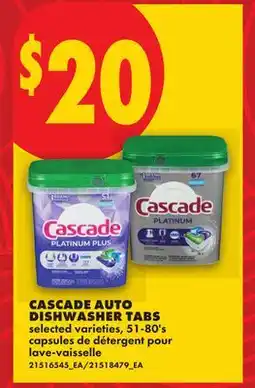 No Frills CASCADE AUTO DISHWASHER TABS, 51-80'S offer