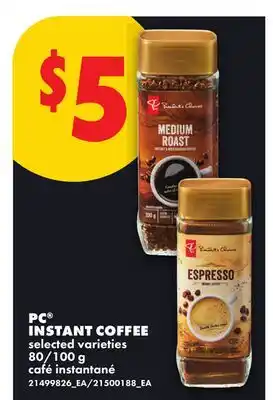 No Frills PC INSTANT COFFEE, 80/100 G offer