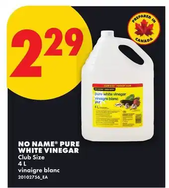 No Frills NO NAME PURE WHITE VINEGAR offer