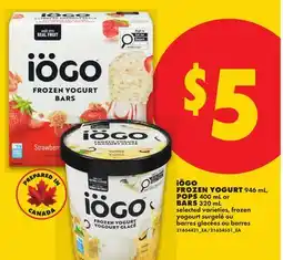 No Frills IÖGO FROZEN YOGURT, 946 ML POPS, 400 ML OR BARS, 320 ML offer