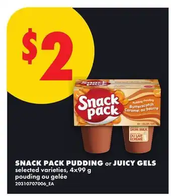 No Frills SNACK PACK PUDDING or JUICY GELS offer