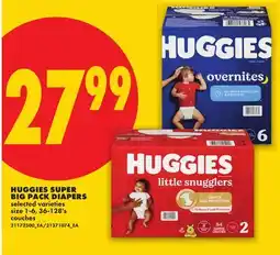 No Frills HUGGIES SUPER BIG PACK DIAPERS, SIZE 1-6, 36-128'S offer