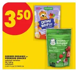 No Frills GERBER ORGANIC OR PREMIUM SNACKS offer