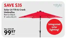 Home Hardware Solar Lit Tilt & Crank Umbrellas offer