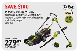 Home Hardware 17-1/2 Cordless Mower, Trimmer & Blower Combo Kit offer