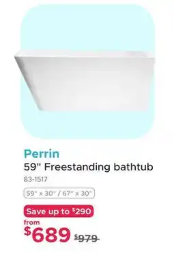 Bath Depot Perrin 59 Freestanding bathtub offer