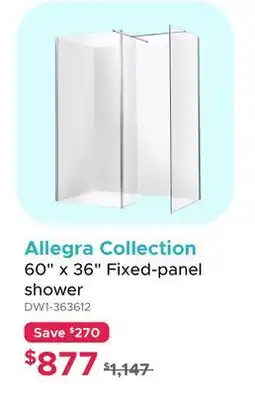 Bath Depot Allegra Collection 60 x 36 Fixed-panel shower offer