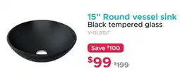 Bath Depot 15 Round vessel sink Black tempered glass offer
