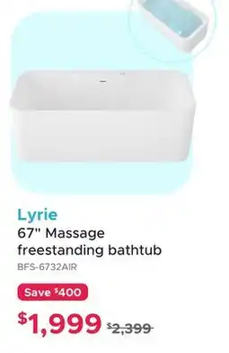 Bath Depot Lyrie 67 Massage freestanding bathtub offer