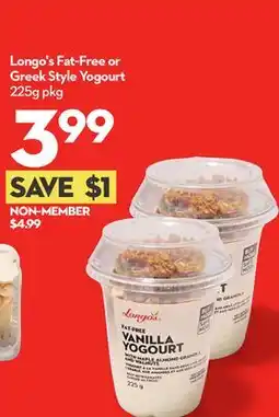 Longo's Fat-Free or Greek Style Yogourt offer