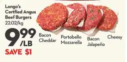 Longo's Certified Angus Beef Burgers offer