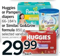 Fortinos HUGGIES OR PAMPERS DIAPERS, 66-184'S OR SIMILAC GO&GROW FORMULA offer