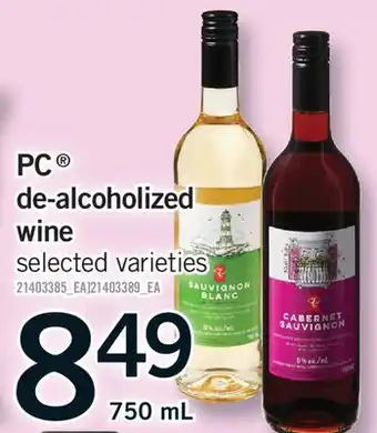 Fortinos PC DE-ALCOHOLIZED WINE offer