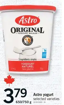 Fortinos ASTRO YOGURT, 650/750G offer