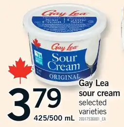 Fortinos GAY LEA SOUR CREAM, 425/500 ML offer