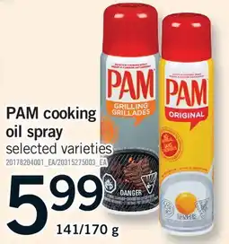 Fortinos PAM COOKING OIL SPRAY, 141/170 G offer