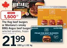 Fortinos THE KEG BEEF BURGERS OR MONTANA'S SMOKY BBQ ANGUS BEEF BURGERS, 680 G-1.02 KG offer