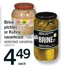 Fortinos BRINE PICKLES 1 L OR KUHNE SAUERKRAUT, 796 ML offer