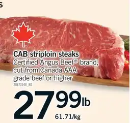 Fortinos CAB STRIPLOIN STEAKS offer