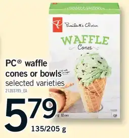 Fortinos PC WAFFLE CONES OR BOWLS, 135/205 G offer