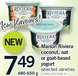 Fortinos MAISON RIVIERA COCONUT, OAT OR GOAT-BASED YOGURT offer