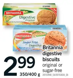 Fortinos BRITANNIA DIGESTIVE BISCUITS, 350/400 g offer