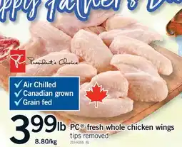 Fortinos PC FRESH WHOLE CHICKEN WINGS offer