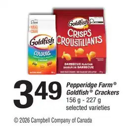 Fortinos PEPPERIDGE FARM GOLDFISH CRACKERS, 156 g - 227 g offer