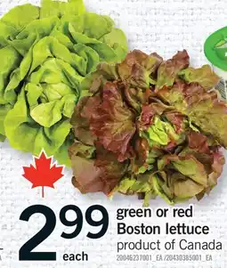 Fortinos GREEN OR RED BOSTON LETTUCE offer